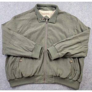 Orvis Bomber Jacket Mens XL Green Plaid Lined Casual Outdoor Classic